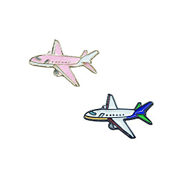Pink Glitter Airplane Metal Brooch Creative Fashion Aircraft Badge Pin Charm Clothing Accessories Gift