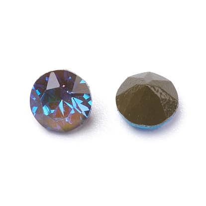 K9 Glass Rhinestone Cabochons, Pointed Back, Diamond