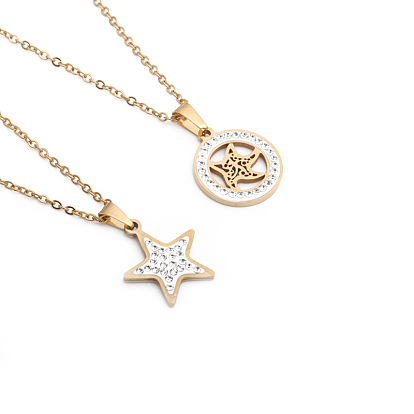 Stainless Steel Starfish Pendant Necklace - Minimalist Titanium Jewelry (15 words)