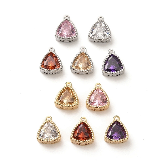 Стеклянные подвески, с латунной фурнитурой , треугольный шарм