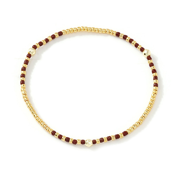 Bracelets extensibles en perles de verre pour femmes, or