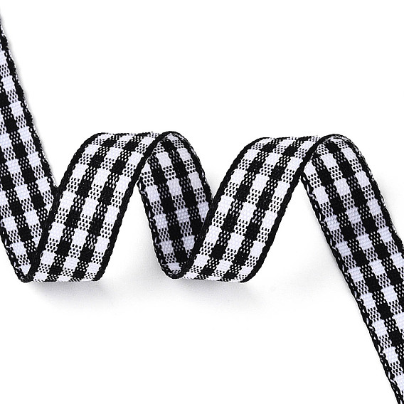 Односторонняя клетчатая полиэстеровая атласная лента, для подарочной упаковки