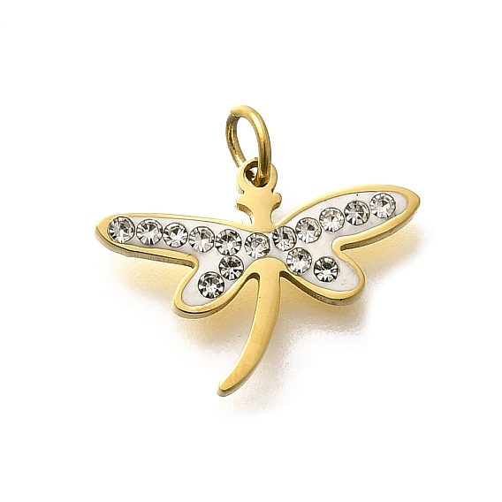 304 из нержавеющей стали горный хрусталь подвески, чары стрекозы, ионное покрытие (ip)