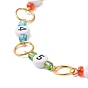Acrylic Number Bead Knitting Row Counter Chains, with Glass Beads and Alloy Enamel Pendants, Cat & Fishbone