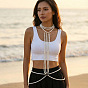 Plastic Imitation Pearl White Round Neck Waist Sexy Bikini Body Chains for Women
