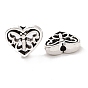 Tibetan Style Alloy Beads, Heart with Butterfly