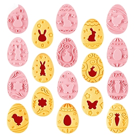 9Pcs 9 Styles Easter Theme Plastic Cookie Cutters, Cookies Moulds, DIY Biscuit Baking Tools, Egg Shape with Mixed Patterns