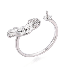 Кольца-манжеты из рыбьей латуни с микропаве из прозрачного кубического циркония, за половину пробурено бисера