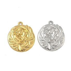 День матери 304 кулоны из нержавеющей стали, плоские круглые подвески для мамы и малыша, ионное покрытие (ip)