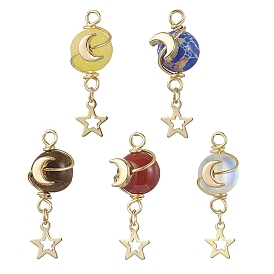 Подвески с планетами из круглой медной проволоки, обернутой в синтетический лунный камень, императорскую яшму, натуральный тигровый глаз, сердолик (окрашенный и нагретый) и желтый нефрит, с 201 звездой из нержавеющей стали и пластиковой луной CCB, золотые