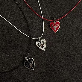 Alloy Enamel Pendant Necklaces, Heart, Platinum