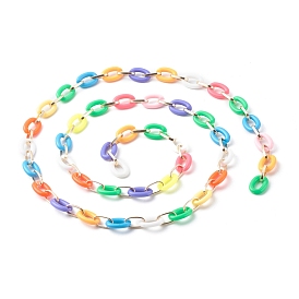Handmade Cable Chains, with Aluminium Paperclip Chains, Acrylic Quick Link Connectors