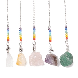 Необработанные натуральные драгоценные камни маятники для лозоходства, с 304 фурнитурой из нержавеющей стали, nuggest