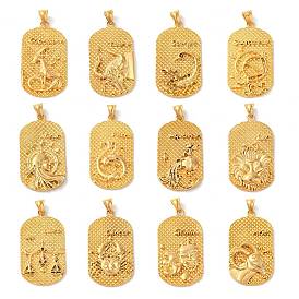 316L Surgical Stainless Steel Big Pendants, Real 18K Gold Plated, Oval with Constellations Charm