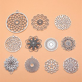 DIY Flower Tibetan Style Alloy Pendants and Connector Charms Making Finding Kits
