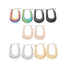 304 Stainless Steel Rectangle Hoop Earrings, Croissant Earrings for Women