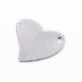 304 pendentifs d'étiquettes vierges en acier inoxydable, cœur