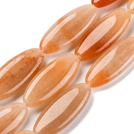 Natural Red Aventurine Beads Strands, Flat Oval