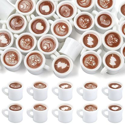 50шт. 5 стили, фигурки из смолы в виде кофе/блюдец/кофейных зерен, аксессуары для кукольного домика с микро-ландшафтом, притворяясь опорными украшениями