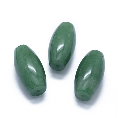 Aventurine vert naturel deux trous semi-percés, ovale