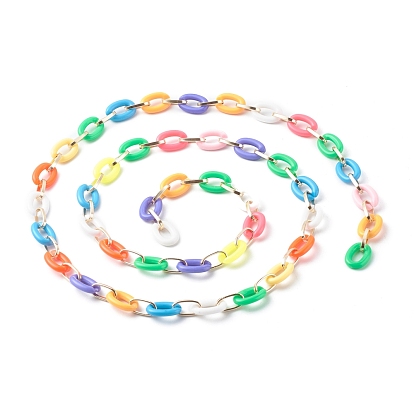 Handmade Cable Chains, with Aluminium Paperclip Chains, Acrylic Quick Link Connectors