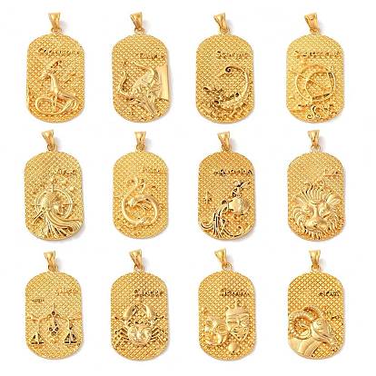 316L Surgical Stainless Steel Big Pendants, Real 18K Gold Plated, Oval with Constellations Charm