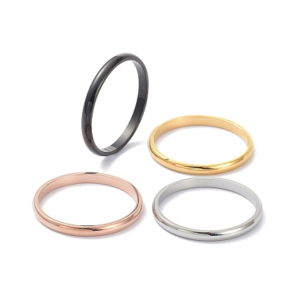 24Pcs 12 Style 2mm Polished Plain Dome Finger Ring for Girl Women, Ion Plating(IP) 304 Stainless Steel Rings