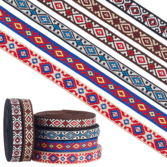 Вышивка полиэфирными лентами в этническом стиле, жаккардовая лента, аксессуары для одежды, ромб шаблон