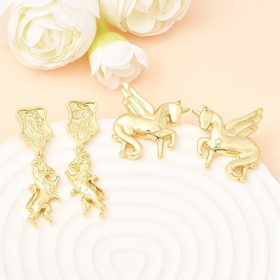 Латунные серьги-гвоздики в виде подвески из конской латуни, без кадмия и без свинца, стойки покрытие, долговечный