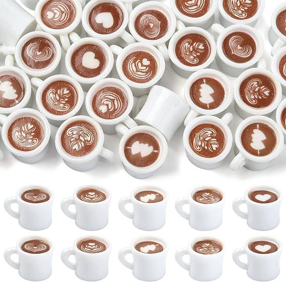 50шт. 5 стили, фигурки из смолы в виде кофе/блюдец/кофейных зерен, аксессуары для кукольного домика с микро-ландшафтом, притворяясь опорными украшениями