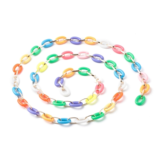 Handmade Cable Chains, with Aluminium Paperclip Chains, Acrylic Quick Link Connectors