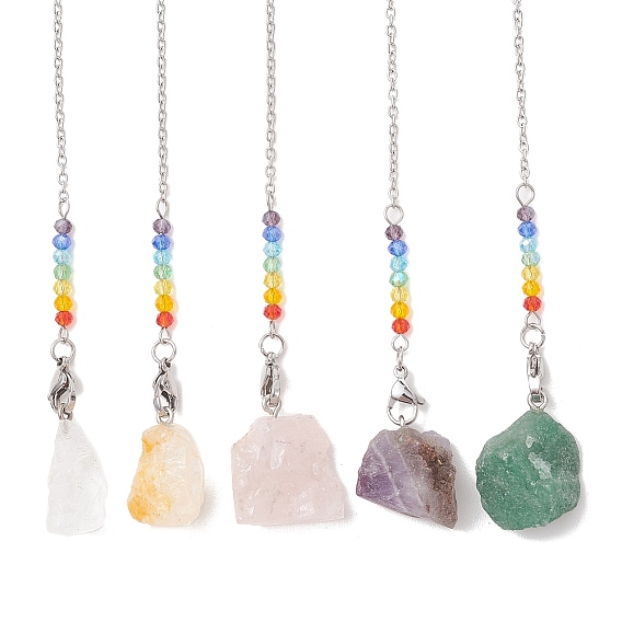 Необработанные натуральные драгоценные камни маятники для лозоходства, с 304 фурнитурой из нержавеющей стали, nuggest