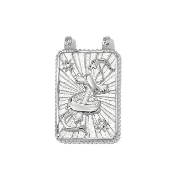 304 подвески из нержавеющей стали, прямоугольник с поперечными прелести, зеркальная полировка, со стразами