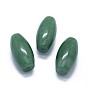 Aventurine vert naturel deux trous semi-percés, ovale