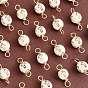30Pcs Unfinished Wooden Connector Charms, Round with Laser Cut Cross Pattern, with Golden Tone Copper Wire Loops