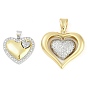 Подвески из латуни с покрытием в форме сердца и микропаве из прозрачного кубического циркония, долговечный, без кадмия и без свинца