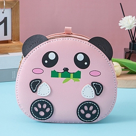DIY Panda PU Leather Sew on Clutch Bags, with PU Leather Bag Bottom & Cover, Strap, Zipper
