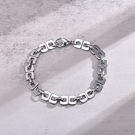 Stainless Steel Rectangle Link Chains Bracelets for Men