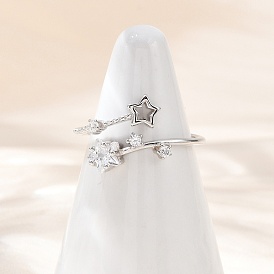 Регулируемые открытые манжеты из стерлингового серебра с кубическим цирконием для женщин