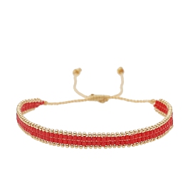 Adjustable Nylon Cord Braided Bead Bracelets, with Glass Seed Beads