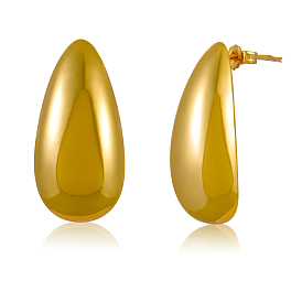 Ornaland Chunky Hoop Earrings for Women Teardrop Stud Earrings, Hypoallergenic Plated Earrings, Delicate Water Drop Earrings Fashion Jewelry for Women
