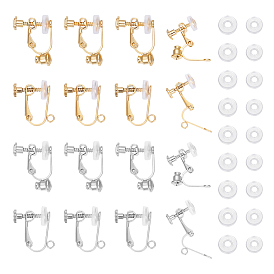 16 шт. 4 стили 304 конвертер фурнитуры из нержавеющей стали, для не проколотых ушей, с петлями и силиконовым зажимом (шт.) на подушечках серег
