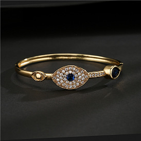 18K Gold Plated Evil Eye Bracelet with Micro Inlaid Zircon for Women