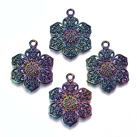 Plated Alloy Pendants, Cadmium Free & Lead Free, Flower