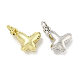 Brass Charms, with Jump Rings, Cadmium Free & Lead Free, Long-Lasting Plated, Butterfly