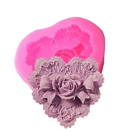 Food Grade Heart Shaped Rose DIY Silicone Fondant Molds, Resin Casting Molds, for Chocolate, Candy Making