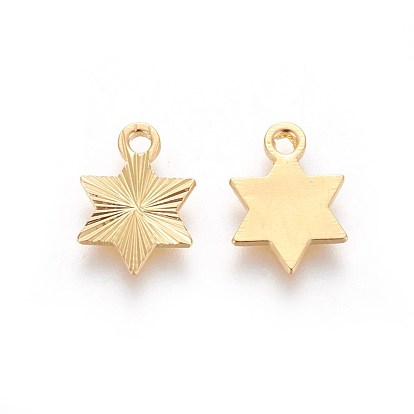 Rack Plating Brass Charms, for Jewish, Star of David, Textured