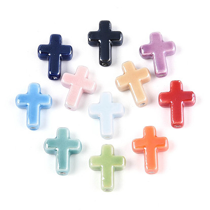 Фарфоровые бусины ручной работы, яркие глазированный фарфор, крестик