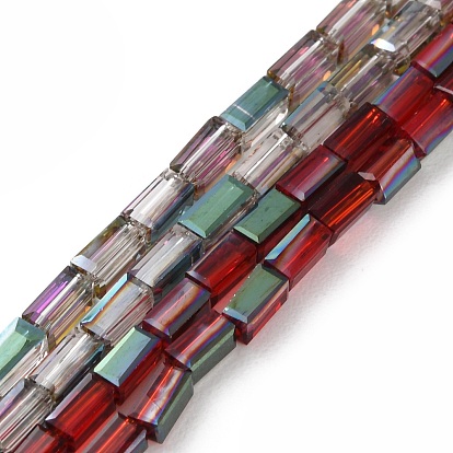 Гальванизируйте прозрачное стекло бисер нитей, с половиным покрытием, граненые, прямоугольные