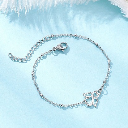 Латунь ссылка браслеты, 304 Женские браслеты-спутники из нержавеющей стали, ангел